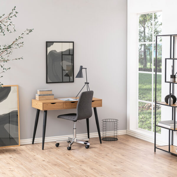 Neptun 3 Drawer Office Desk in Oak | Assembly Required