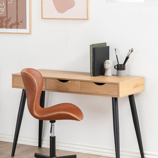 Neptun 3 Drawer Office Desk in Oak | Assembly Required