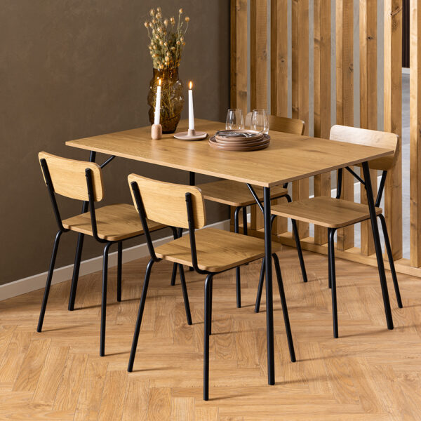 Peru Dining Chair in Steel and Oak Set of 2 | Assembly Required
