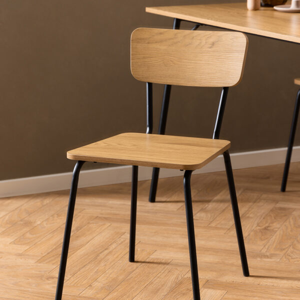 Peru Dining Chair in Steel and Oak Set of 2 | Assembly Required