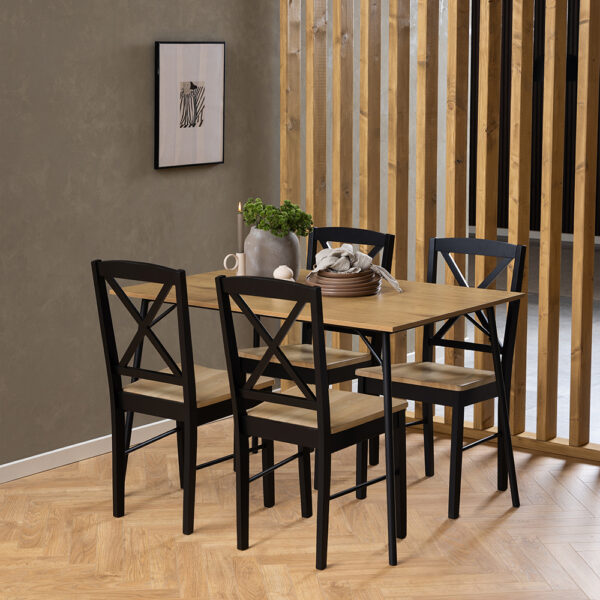 Peru Dining Table in Black and Oak | Assembly Required