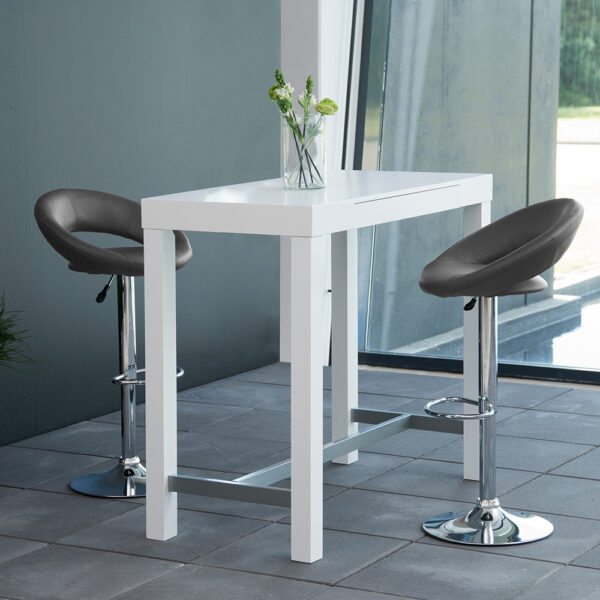 Plump Dark Grey Swivel Bar Stool with Open Back | Assembly Required | Clearance