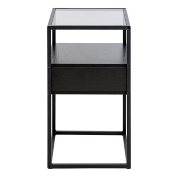 Randolf Black 1 Drawer Bedside Table | Smoked Glass
