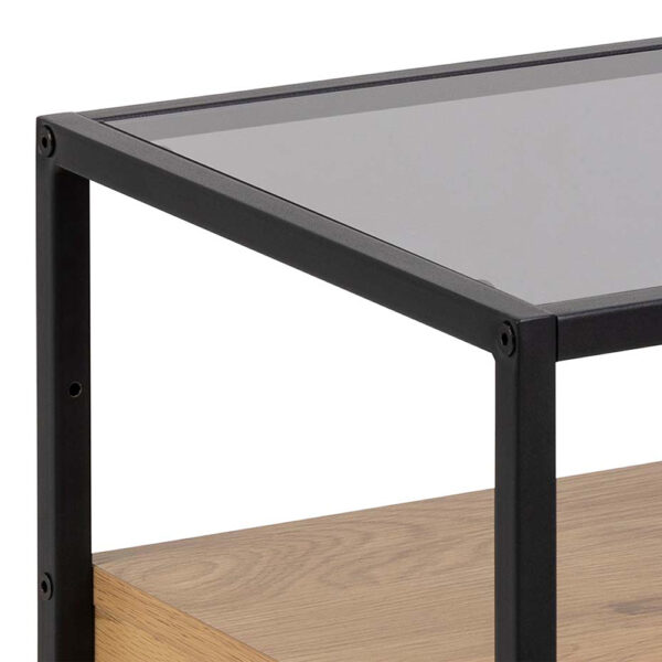 Randolf Square Bedside Table with 1 Drawer in Black and Oak | Assembly Required