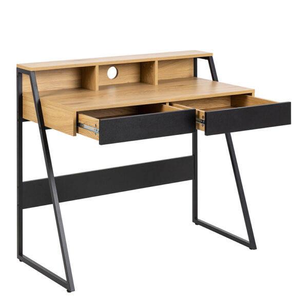 Reece 1 Drawer Office Desk in Oak & Black | Assembly Required