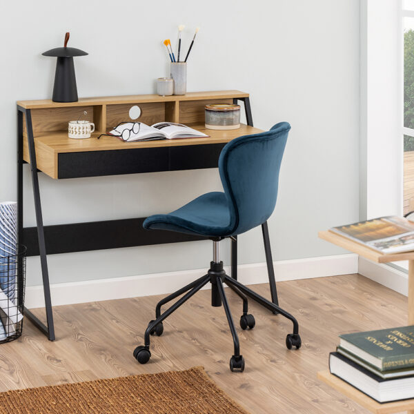Reece 1 Drawer Office Desk in Oak & Black | Assembly Required