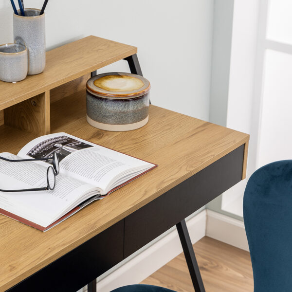 Reece 1 Drawer Office Desk in Oak & Black | Assembly Required
