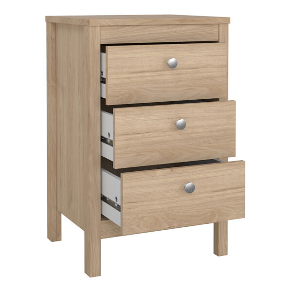 Ronda Bedside Table 3 Drawers in Jackson Hickory Oak | Assembly Required
