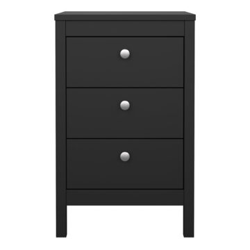 Ronda Bedside Table 3 Drawers in Matt Black