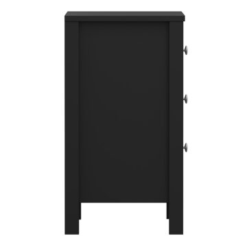 Ronda Matt Black 3 Drawer Bedside Table