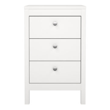 Ronda Bedside Table 3 Drawers in White
