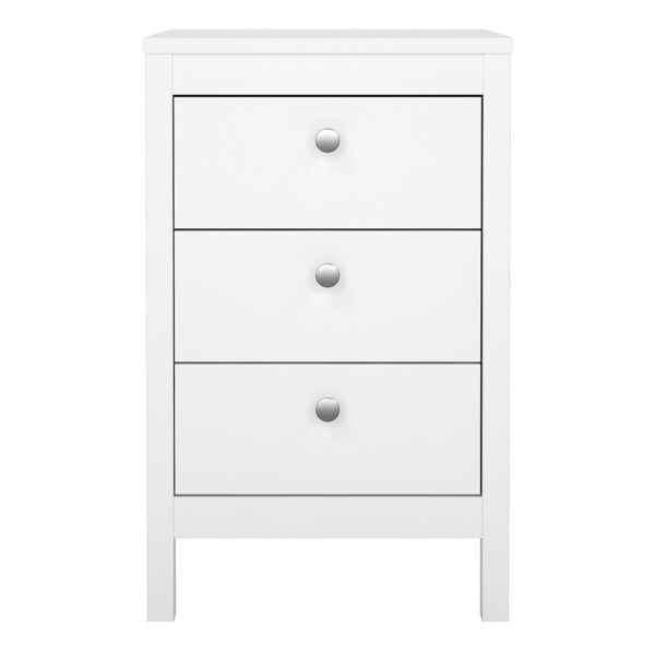 Ronda Bedside Table 3 Drawers in White