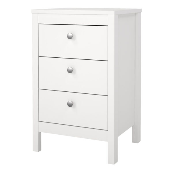 Ronda Bedside Table 3 Drawers in White | Assembly Required