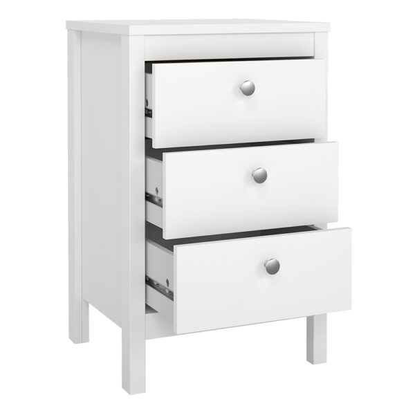 Ronda Bedside Table 3 Drawers in White | Assembly Required