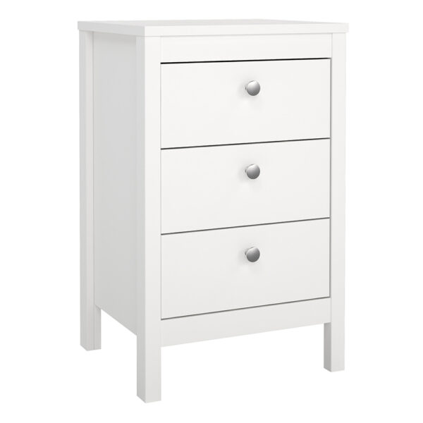 Ronda Bedside Table 3 Drawers in White