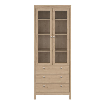 Ronda China Cabinet 2 Doors with Glass + 3 Drawers in Jackson Hickory Oak