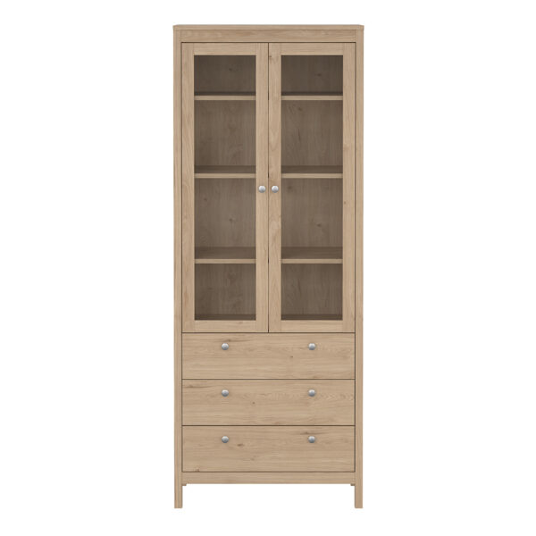Ronda China Cabinet 2 Doors with Glass + 3 Drawers in Jackson Hickory Oak