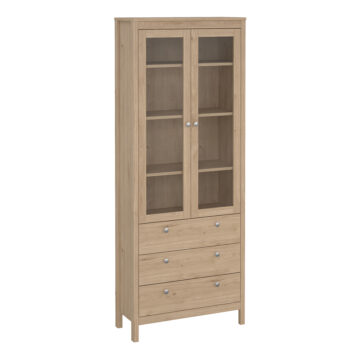 Ronda China Cabinet 2 Doors with Glass + 3 Drawers in Jackson Hickory Oak