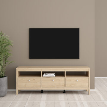 Ronda TV-Unit 3 Drawers in Jackson Hickory Oak | Assembly Required