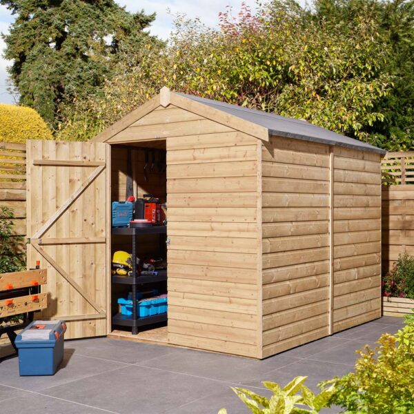 Oakworld Alfresco Shiplap Apex Shed Single Door 8x6 | Assembly Required