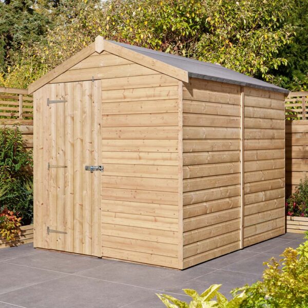 Oakworld Alfresco Shiplap Apex Shed Single Door 8x6 | Assembly Required