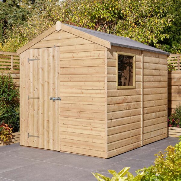 Oakworld Alfresco Shiplap Apex Shed Single Door with Window 8x6 | Assembly Required