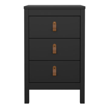 Seville Bedside Table 3 Drawers in Matt Black