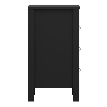 Seville Matt Black 3 Drawer Bedside Table