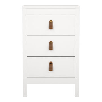Seville Bedside Table 3 Drawers in White