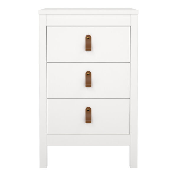 Seville Bedside Table 3 Drawers in White