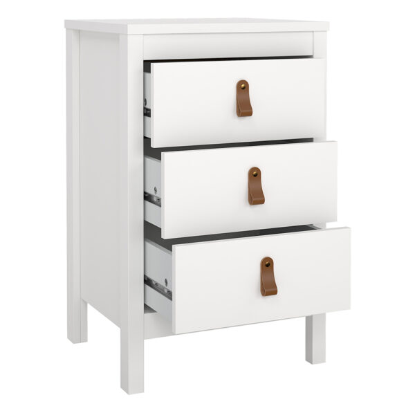 Seville Bedside Table 3 Drawers in White | Assembly Required