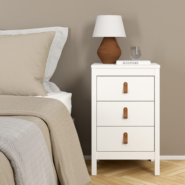 Seville Bedside Table 3 Drawers in White | Assembly Required