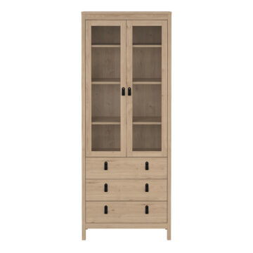 Seville China Cabinet 2 Doors with Glass + 3 Drawers in Jackson Hickory Oak