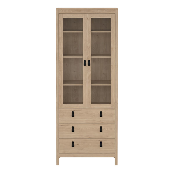 Seville China Cabinet 2 Doors with Glass + 3 Drawers in Jackson Hickory Oak