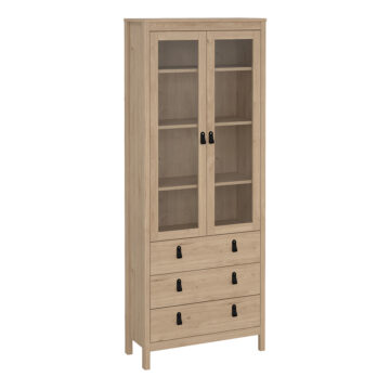 Seville China Cabinet 2 Doors with Glass + 3 Drawers in Jackson Hickory Oak