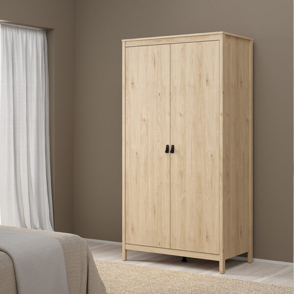 Seville Wardrobe with 2 Doors in Jackson Hickory Oak | Assembly Required