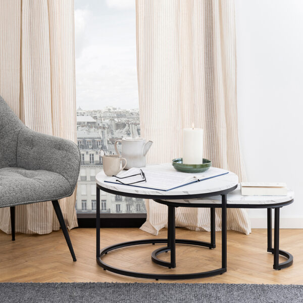 Spiro Coffee Table Set with White Marble Top | Assembly Required