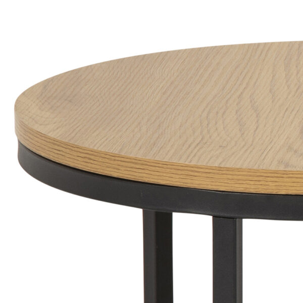 Spiro Round Coffee Table Set with Oak Top & Black Legs | Assembly Required