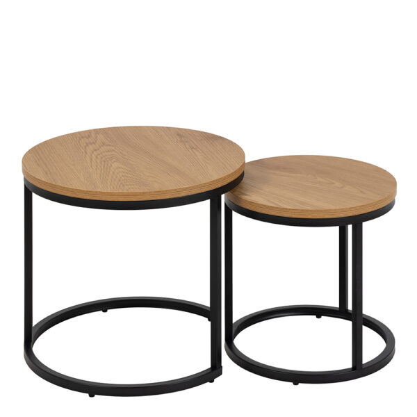 Spiro Round Nest of Tables in Oak | Assembly Required