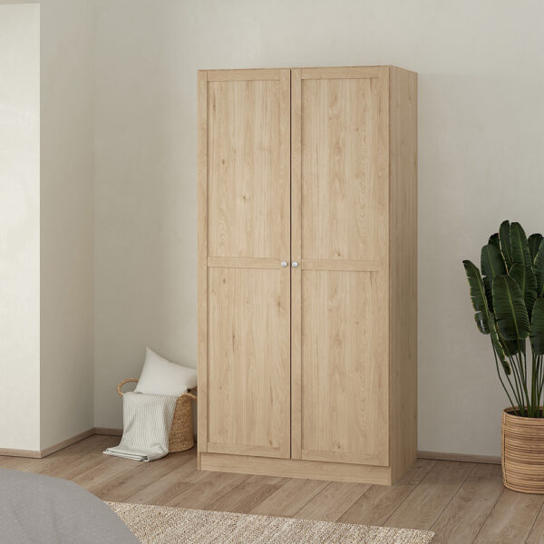 Studio Wardrobe Collection Wardrobe with 2 Frame Doors in Jackson Hickory | Assembly Required