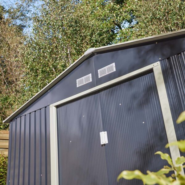 Oakworld Alfresco Trentvale Metal Apex Shed Dark Grey 10x12 | Assembly Required