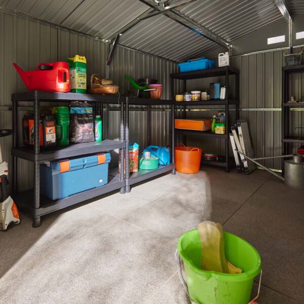 Oakworld Alfresco Trentvale Metal Apex Shed Dark Grey 10x12 | Assembly Required