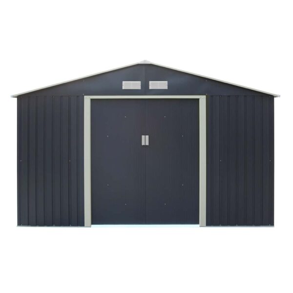 Oakworld Alfresco Trentvale Metal Apex Shed Dark Grey 10x12 | Assembly Required