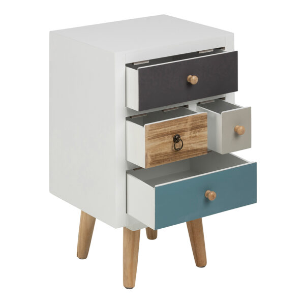 Thais White Shabby Chic Multi Coloured Bedside with 4 Drawers | Assembly Required