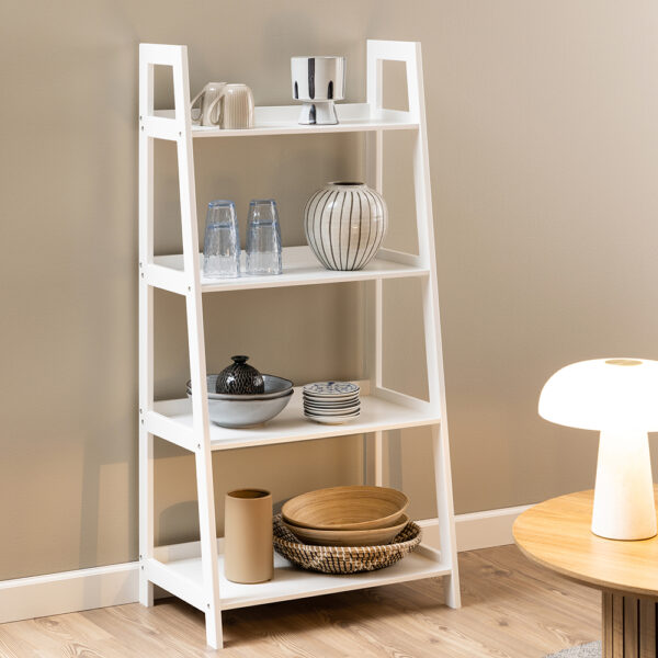 Wally Bookcase with 4 Shelves in White | Assembly Required