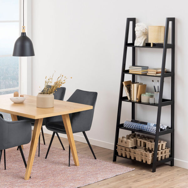 Wally Bookcase with 5 Shelves in Black | Assembly Required