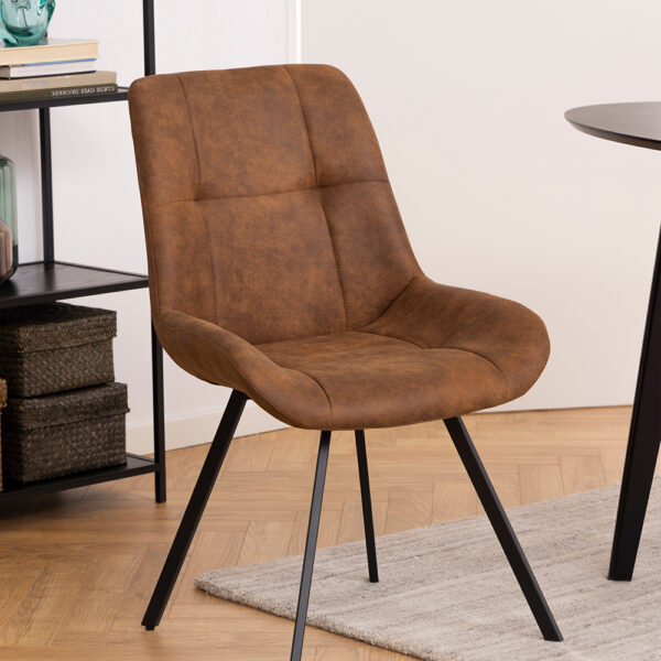 Waylor Dining Chair in Brown Fabric | Assembly Required