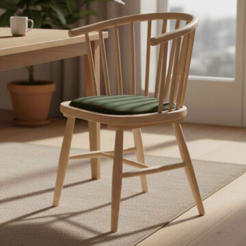 Bruges Upholstered Dining Carver Chair - Green Pad | Assembled