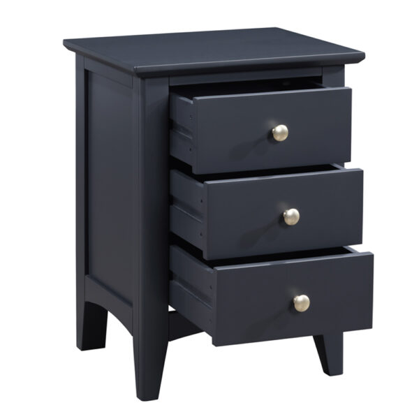 Lucien 3 Drawer Bedside Table - Off Black | Assembly Required