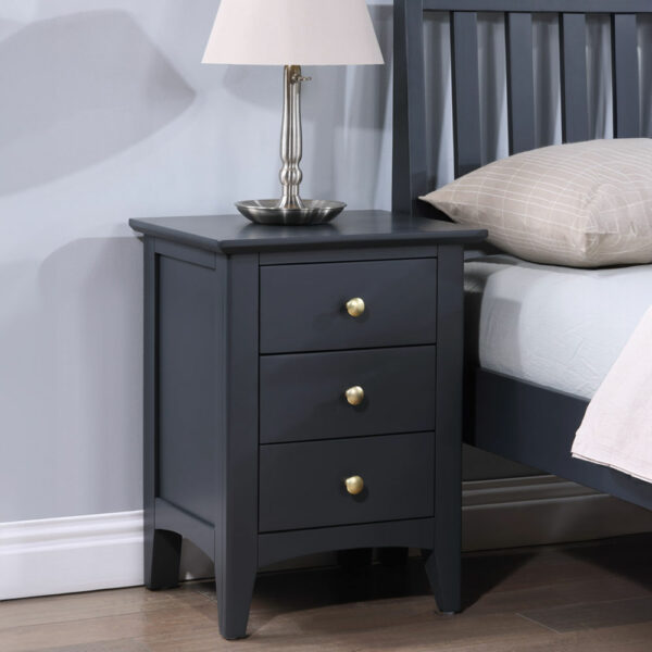 Lucien 3 Drawer Bedside Table - Off Black | Assembly Required